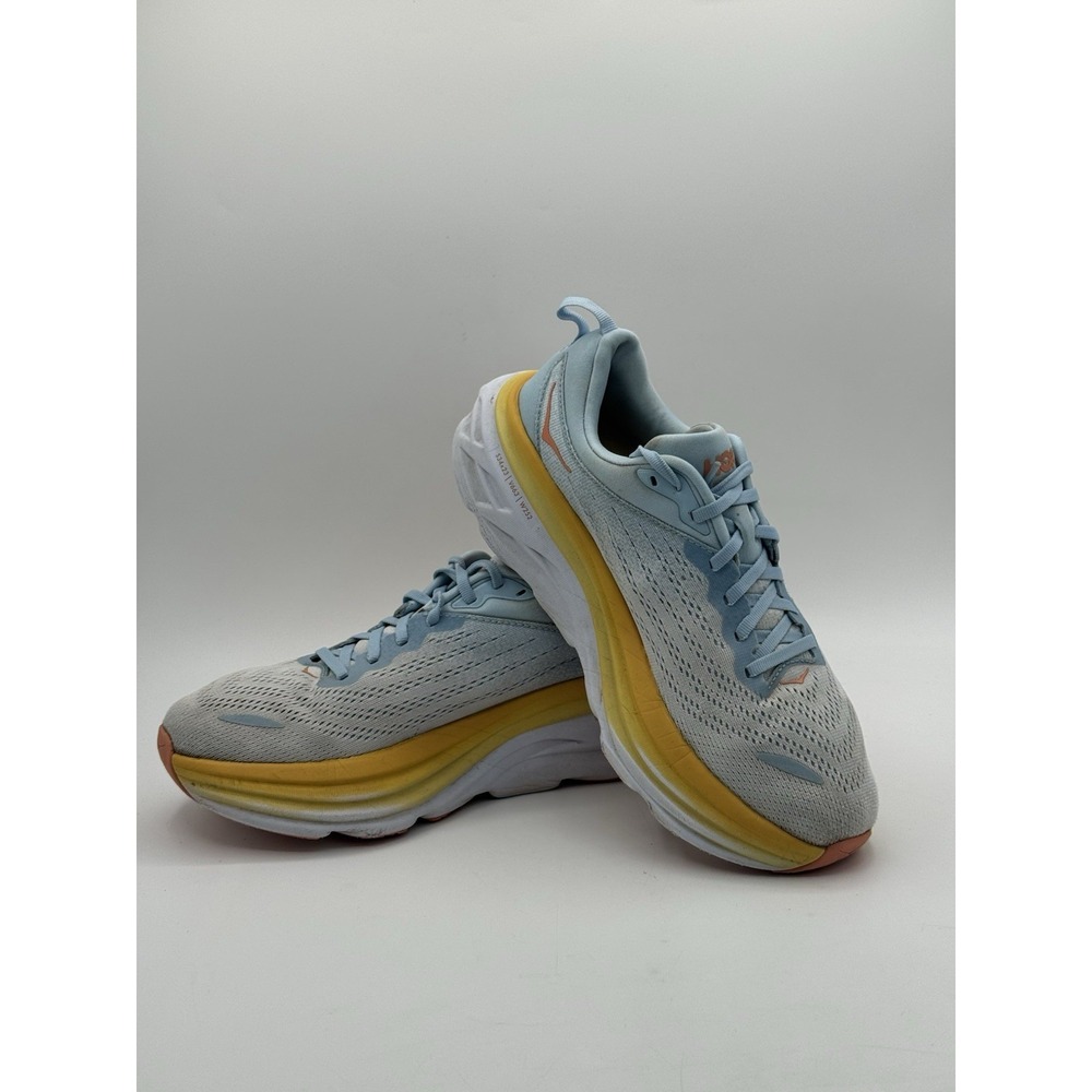 Hoka Women's Running One One Bondi 8 Running Shoe 9 B Summer Song Blue Yellow - Picture 10 of 14